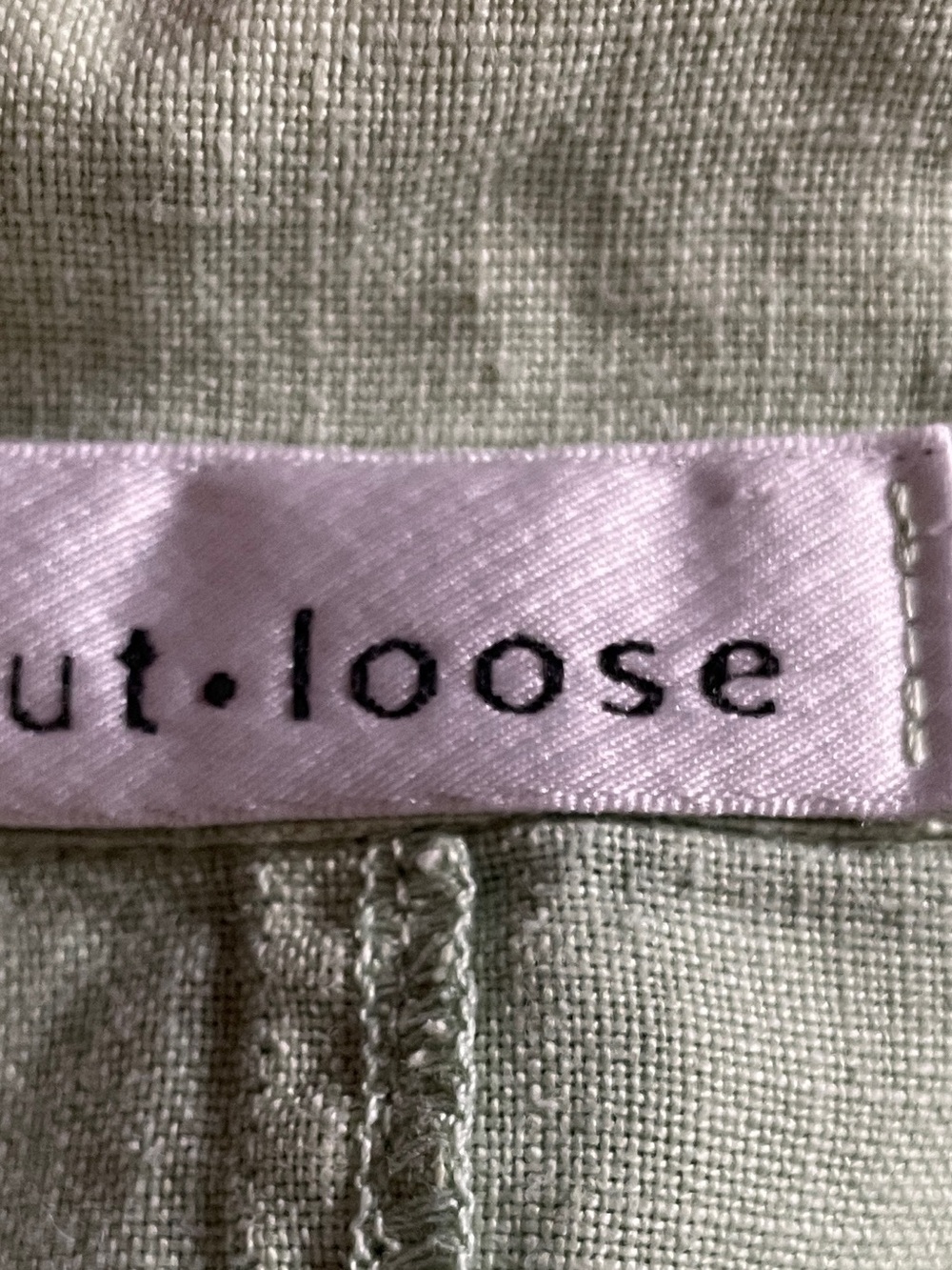 Cut Loose sage green 100% linen oversized shirt jacket patch pockets XL - Picture 3 of 10
